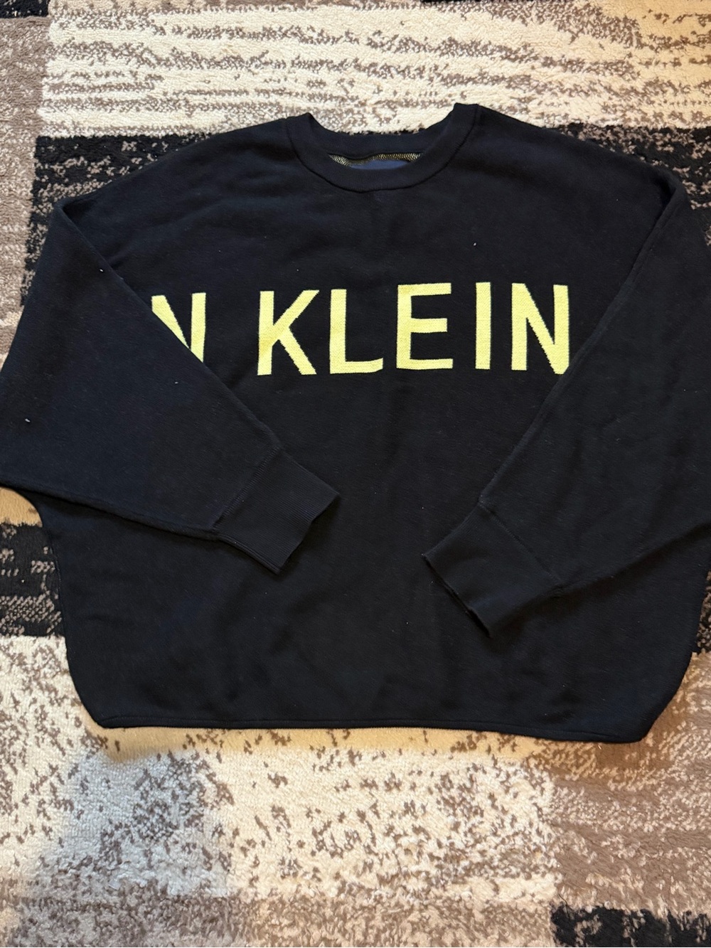 Women’s Calvin Klein Jeans Black cropped Sweater with Yellow / green Logo